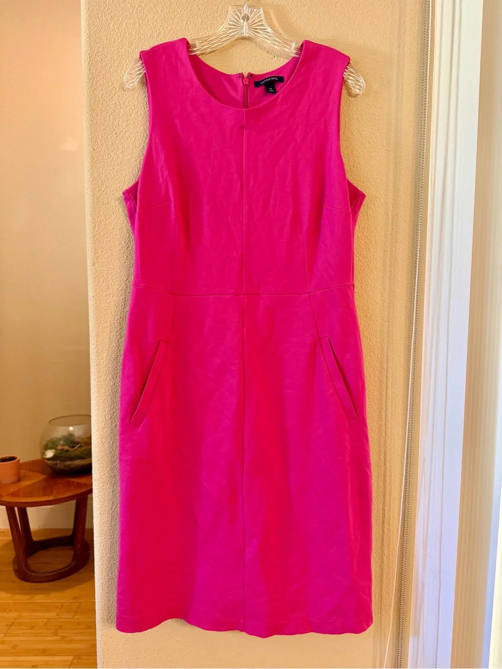 Lands' End Vibrant Pink Sleeveless Midi Sheath Dress - Picture 1 of 4